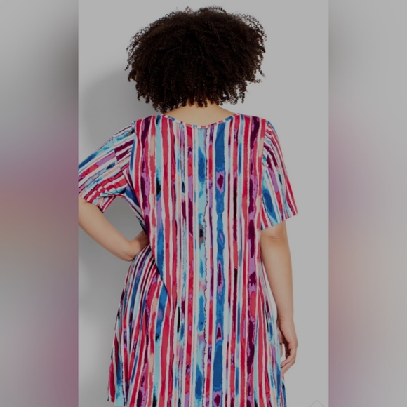 Liv Pleat Print Tunic - berry stripe - Picture 5 of 7